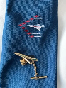 Einzigartige Vintage Concorde UND rote Pfeile Flugzeuge Marine Krawatte & Concorde Krawatte Pin - Bild 1 von 7