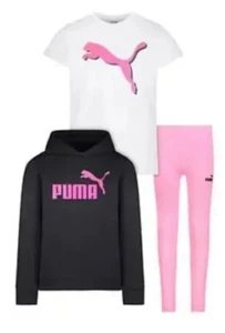 NEW PUMA Girls Youth 3-piece Hoodie Set - PINK BLACK, WHITE Size XXS - 3/4 - Picture 1 of 11