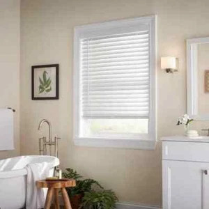 HOME DECORATORS White Cordless Faux Wood blinds 2 in. Slats 38 W x 48 L in. - Picture 1 of 7