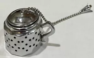VINTAGE TEA LEAF STRAINER INFUSER--TEAPOT CHAIN - Picture 1 of 3