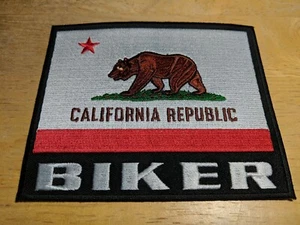 "California Biker" State Flag Embroidered Biker Patch 4" by 5" - Picture 1 of 2