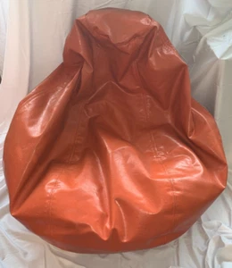 Rare VTG 1970s SNUGGLE Bean Bag Chair Orange Naugahyde Panel Patchwork - NICE - Picture 1 of 11
