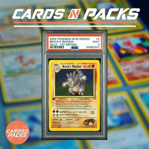 Carte Pokemon Brock's Rhydon Rhinoféros 2/132 HOLO Gym Challenge PSA 9 MINT 🇬🇧 - Picture 1 of 2