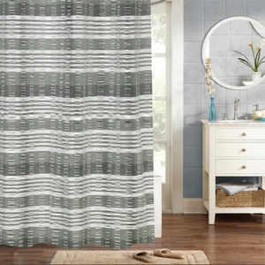 Huntley 100% Cotton Fabric Woven Jaqcuard Shower Curtain 70" x 72" - Picture 1 of 2