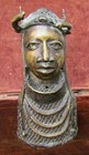 Antique Collectable Benin Bronze cast Bust Figurine Nigeria art Oba