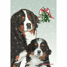 Bernese Mountain Dog and Pup Christmas Flag
