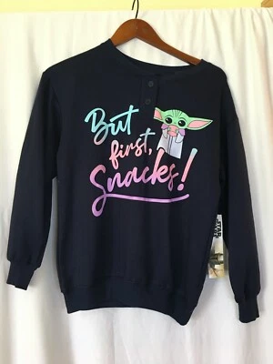 New  Star Wars The Mandalorian Womens Pajama Top Long Sleeve Lounge Blue U pick - Image 1 of 4