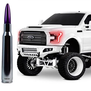 Chrome With Purple Bullet Antenna for Ford F150 F250 F350 Billet Aluminum - Picture 1 of 4