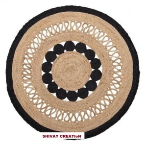 Rug 100% Natural Jute Reversible Braided Style Carpet Modern Living Area Rug  - Picture 1 of 7