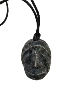 Carved Stone face Inuit Pendant by OnaTago 1 1/2 in x 2 in - Picture 1 of 4