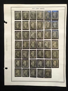 USA: GEBRAUCHTE 2¢ BLACK JACKS (41 BRIEFMARKEN) AUF ALBUMSEITE, FÜR DATUM BRIEFMARKENSTEMPEL - Bild 1 von 3
