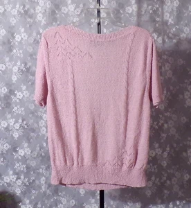 Vintage 80s Knit Blouse Lane Bryant Priority 1 1980s Lilac New Wave Size Large - Picture 1 of 6