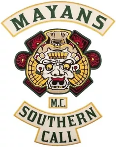 Emblema de chaqueta trasera bordada de pandilla de motociclistas Mayans MC, parche grande, - Imagen 1 de 1