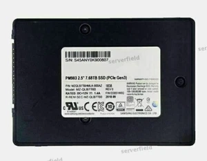 8pcs Samsung PM983 7.68TB 2.5" Nvme PCIE MZQLB7T60 MZQLB7T7HMLA-000AZ SSD - Afbeelding 1 van 2
