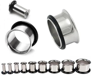 STEEL SINGLE FLARE FLESH TUNNEL EAR STRETCHER PLUG STRETCHING KIT SET LARGE SIZE - Picture 1 of 1