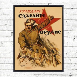 Poster guerra civile bolscevica propaganda politica stampa URSS A3 incorniciato - Foto 1 di 4