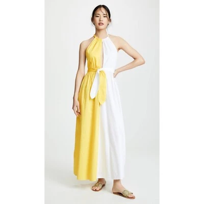 Vestido Mara Hoffman Mujer Pequeño Blanco/Amarillo Halter Maxi Natación Linny 2 Tonos Corbata Foto 1 de 4