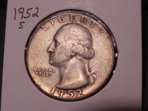 1952-S WASHINGTON QUARTER VF XF NICE FREE SHIPPING Cover