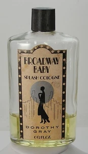 Dorothy Gray Broadway Baby Splash Cologne 6.5oz Bottle 20% Full Art Deco Label - Picture 1 of 7