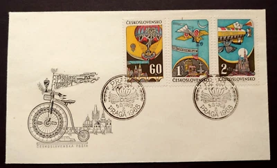 1968 PRAHA 68  TRANSPORT BIKE CYCLING SET FDC CZ CZECHOSLOVAKIA K1 - Image 1 of 2