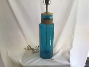 Turquoise Spanish Recycled Glass Bottle Table Lamp Customized - Picture 1 of 4