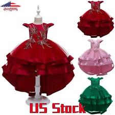 Baby Girl Princess Lace Dress Birthday Party Wedding Gown Bow Tutu Skirt Dresses