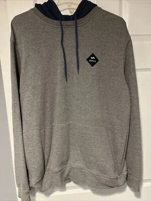 Sudadera con capucha grande de doble plumón gris/azul RVCA para hombre Foto 1 de 4