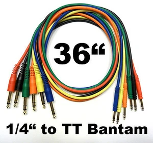 Paquete de 6 cables de conexión dorados TT Bantam a 1/4 TRS 36" cables estéreo - cables de 3 pies - Imagen 1 de 7