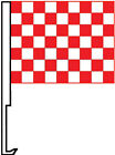 Red & White Checkered Clip On Car Flag. Qty 6. 