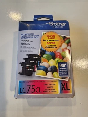 New Brother LC75CL XL 3 Pack Ink Cartridges Cyan Magenta Yellow EXP 08 2015 - Image 1 of 3