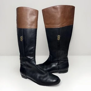 Cole Haan 8 B Rigby Reitstiefel schwarz braun Leder Damen Reitsport flacher Reißverschluss - Bild 1 von 11