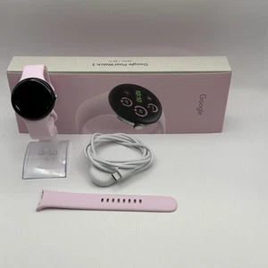 Google Pixel Watch 3 41mm srebrne aluminium z różowym sportowym (GPS) - stan bardzo dobry. - Zdjęcie 1 z 5