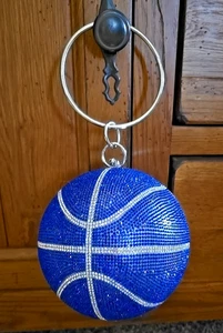 Damen-Clutch blau Basketball Diamant Glitzer Handgelenktasche Schultertasche Handtasche - Bild 1 von 8