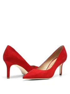 DONALD PLINER Womens Red Yara Toe Stiletto Slip On Leather Pumps Shoes 5.5 - Picture 1 of 3