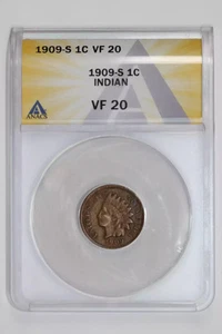1909-S INDIAN HEAD CENT ANACS VF20 - Picture 1 of 2