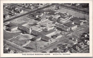 Postal de colección de WICHITA, Kansas "THE KANSAS MASONIC HOME" vista aérea / sin usar - Imagen 1 de 2