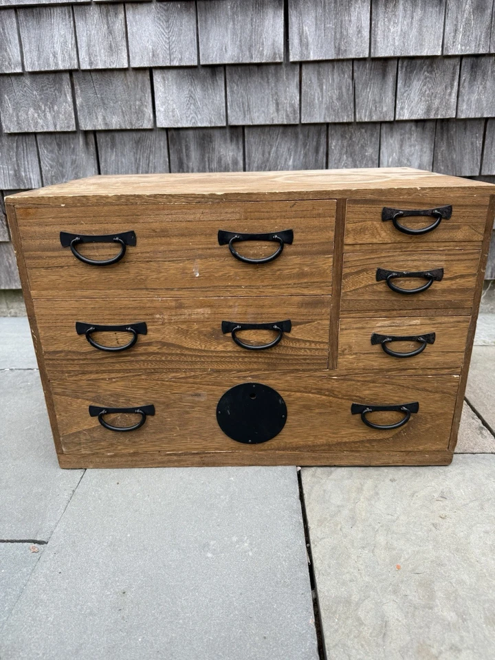 Antigüedades Japonesas KIRI TANSU Pecho Pequeño TEMOTO-DANSU SHOWA Retro Vintage Marrón Foto 1 de 4