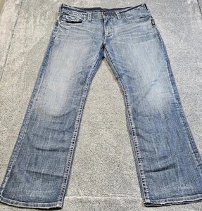 Silver Jeans Gordie Mens 36x32 Blue Denim Jeans Thick Stitch Straight Leg READ - Picture 1 of 13