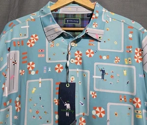 Camisa Polo de Golf William Murray Para Hombres L Peces Outta Estampado Piscina de Agua Elastizada NUEVA - Imagen 1 de 6