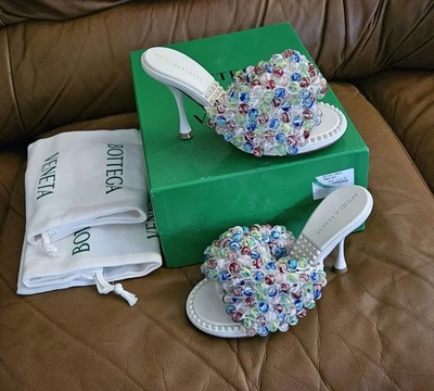 New Women's Bottega Veneta Multicolor Marble Dot Luxury Slide-On Heels Sz 5 US - Image 1 of 4