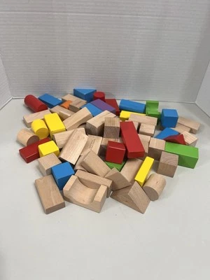 Set of 2013 Playschool Wood Building Blocks in Cotton Bag - Image 1 of 4