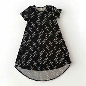 Lularoe T-Shirt Kleid Gr. XS Carly Style aufgesetzte Tasche schwarz weiß Zick-Zack Designs - Bild 1 von 8