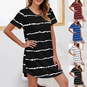 Loose Round-neck Dress Street Style Breathable Cotton Fabric Comfortable Fit - Picture 1 of 36