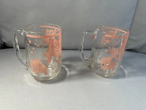 Vintage Hazel Atlas Pink Elephant Glasses 16oz set of 2 - Picture 1 of 13