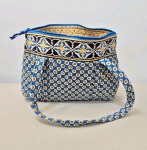 Borsa Vera Bradley Riviera blu tracolla trapuntata floreale giallo fiori - Foto 1 di 8