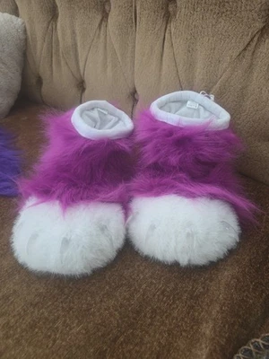 Chinelos de animais peludos - Sapatos de garra de pata de raposa urso, gato, lobo, raposa com pele sintética macia - Imagem 1 de 3