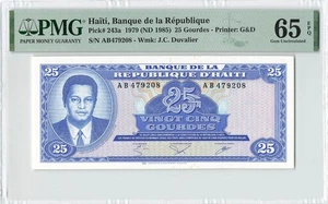 HAITI 25 Gourdes 1979 (1985), P-243a, PMG 65 EPQ Gem UNC, Rare Type in Gem Grade - Picture 1 of 2