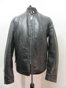 VINTAGE 70'S BROOKS USA LEATHER CAFE RACER MOTORCYCLE JACKET SIZE 44+ LINER - Picture 1 of 21