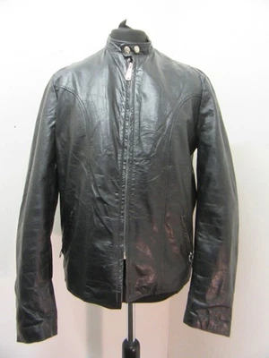 VINTAGE 70'S BROOKS USA LEATHER CAFE RACER MOTORCYCLE JACKET SIZE 44+ LINER - Image 1 of 4