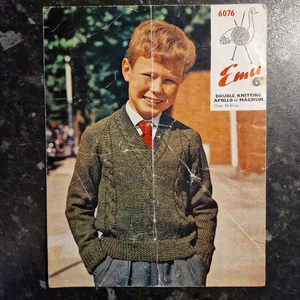 Vintage Knitting Patterns - Emu #6076 - Boys Sweater - Good Condition - Picture 1 of 4